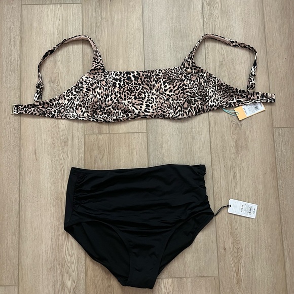 Target Shade & Shore Black High Waist Bikini Bottoms Sz L - Picture 1 of 6